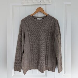 Qiviuk/Qiviut by Nando Brown Cable Knit Crewneck Sweater Size Large Very Rare